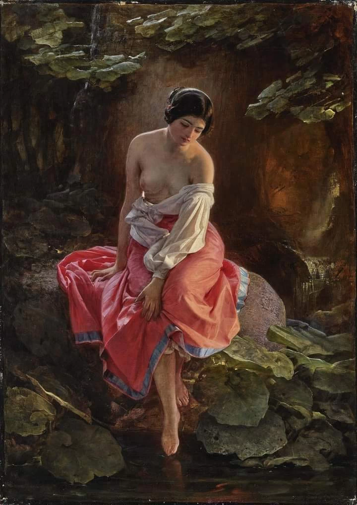 Una donna che fa il bagno